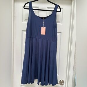 Quince Tencel Jersey Blue Sleeveless Dress knee Length XL